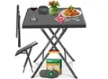 Produktbild: KESSER® Balkontisch klappbar Wetterfest & UV-beständig Balkonmöbel Beschichteter Stahl Outdoor Gartentisch Gartenmöbel mit 6 Filz-Untersetzer Bistrotisch bis zu 100 kg belastbar