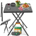 Produktbild: KESSER® Balkontisch klappbar | Wetterfest/UV-beständig Balkonmöbel | Beschichteter Stahl & Rattan-Optik | Outdoor Gartentisch | Gartenmöbel mit 6 Filz-Untersetzer | Bistrotisch bis zu 100 kg belastbar