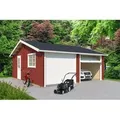 Produktbild: Lasita Maja Doppel-Holzgarage Falkland mit Schwingtor Schwedenrot 575 x 575 cm