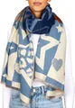 Produktbild: BRUBAKER Cashmirillo Damen Schal mit Stern Muster - 70 x 200 cm - Warm, Kuschelig & Oversized - Damenschal für Herbst & Winter - Winterschal - Weiches Kaschmir-Gefühl - Blau & Braun