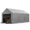 Produktbild: TOOLPORT Lagerzelt 4x6 m Industriezelt Unterstand PVC Plane 750 N grau mit Bodenrahmen und Dachverstärkung