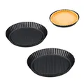 Produktbild: Relaxdays Obstbodenform, 3er Set, Ø 21/26/28 cm, Biskuitboden Backform, antihaft, Vertiefung, Kuchenbodenform, anthrazit