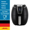 Produktbild: Heißluftfritteuse 3,2L schwarz mit Touchdisplay, kompakt für Single & 2 Personen