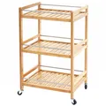 Produktbild: Rollwagen MCW-D91, Rollregal Allzweckwagen Bücherregal, 3 Ebenen Bambus