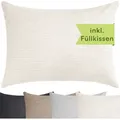 Produktbild: Selfitex XXL Breitcord Sofakissen inkl. Füllkissen, edler Cord Stoff, weich und dekorativ, Cord Optik, moderne Farben, Größe: 60x80, Farbe: Beige - Beige