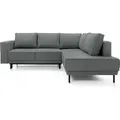 Produktbild: Ecksofa Rodario mit Schlaffunktion, Easy-Clean-Veloursbezug in Dunkelgrau, rechtsseitig - Dunkelgrau