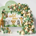 Produktbild: Deko 1. Geburtstag Junge Mädchen Mit Hintergrund,Dschungel Kindergeburtstag Deko 1 Jahr, Wild One Geburtstag Deko, Waldtiere Giraffe für Babyparty Deko, Party Animals,Safari Deko
