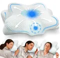 Produktbild: Orthopädisches Nackenstützkissen bei Nackenschmerzen aus hochwertigem Memory Foam - Ergonomisches Nackenkissen - Kopfkissen für Seiten-, Rücken- & Bauchschläfer - waschbarer Bezug bei 40°C