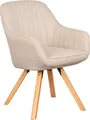 Produktbild: Mr. Deko Esszimmerstuhl Matera beige drehbar mit Armlehnen und Holzbeinen