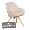 Produktbild: MR. DEKO Diningsessel Matera | Esszimmerstuhl mit Armlehnen | Drehbarer Polsterstuhl mit Massivholzbeinen | Bürostuhl und Sessel Wohnzimmer| Ergonomischer Stuhl Esszimmer 84x59x61 cm | Chair