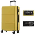 Produktbild: YONSLY Handgepäck-Trolley Premium Reisekoffer Hartschalen-Trolley Rollkoffer ABS in M–XL, 4 Rollen, TSA-Schloss, YKK-Reißverschluss, austauschbare Rollen und Griffe gelb 76 cm