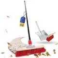 Produktbild: Novaliv Straßenbesen Set 50 cm I Besen Handbesen und Schaufel Teleskopstiel I Elaston rot I mit Stiel ausziehbar I Industriebesen Kehrbesen Gartenbesen Hofbesen