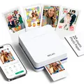Produktbild: Nelko Fotodrucker PP01 Farbe Tragbarer Mini Fotodrucker für Smartphone mit 20 Fotopapier, Tintenstrahl Aufkleber Drucker, Sticky Back Fotos für iOS & Android, Spaß Bearbeiten App, Weiß