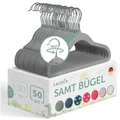 Produktbild: Laleni 50er Set Kleiderbügel für Kinder - rutschfeste Kinderkleiderbügel, Platzsparende Babybügel mit Samtbezug, Grau