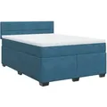 Produktbild: vidaXL Boxspringbett mit Matratze Blau 160x200 cm Samt 3286358