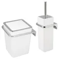 Produktbild: bremermann 2tlg. Bad-Set Savona, Kosmetikeimer 6 Liter und WC-Garnitur mit Wandhalterung, eckig (Kunststoff-weiß)