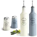 Produktbild: 4-teiliges Küchen-Set aus Glas - Öl- und Essigflasche mit Edelstahl-Ausgießer,