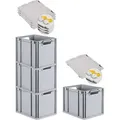 Produktbild: SuperSparSet 4x Eurobox NextGen Economy mit Scharnierdeckel und gelben Schiebeschnappverschlüssen | Griffe offen | HxBxT 32x30x40cm | 30 Liter | E... - Grau