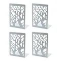 Produktbild: 2 Paar Buchstützen Weiß Metall – Baumzweig-Design, rutschfest, 17.5x12x9cm, D...