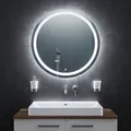 Produktbild: BR Bringer LED Badspiegel Rund - 80cm - Badezimmerspiegel mit Beleuchtung und Anti-Beschlag Funktion - Dimmbar, Energiesparend, 3 Lichtfarben, Touch-Schalter und Speicherfunktion (Modell: BRRS203)