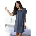 Produktbild: Sleepshirt ARIZONA, Damen, Gr. 36/38, N-Gr, blau (jeans, meliert), Single Jersey, Obermaterial: 60% Baumwolle, 40% Polyester, meliert, Basic, Basic ca. Mitte Oberschenkel, Rundhals, Krempelärmel,mit Knopf, Kleider Sleepshirt, mit Rundhalsausschnitt
