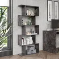 Produktbild: RICOO Standregal 5 Regalböden WM073-BG Raumteiler Regal schmal betongrau 160×70×25 cm Bücherregal Holzregal Wand Würfelregal Büroregal klein Regale & Ablagen Bookshelf Wandregal Holz