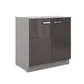 Produktbild: Küchen Unterschrank 80 Hochglanz Grau Küchenzeile Küchenblock Küche Grey Bianca