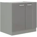Produktbild: Küchen Unterschrank 80 Hochglanz Grau Küchenzeile Küchenblock Küche Grey Bianca