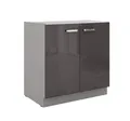 Produktbild: Küchen Unterschrank 80 Hochglanz Grau Küchenzeile Küchenblock Küche Grey Bianca