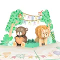 Produktbild: papercrush® Pop-Up Karte zur Geburt Hello Baby mit Tieren - Neutrale 3D Geburtskarte für Mädchen & Jungen, Glückwunsch zum Baby, Glückwunschkarte und Geldgeschenk zur Geburt, Handgemachte Babykarte