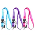 Produktbild: kuou 3 Stück Schlüsselband Lanyard, 47cm Ausweishülle Bunt Nylon Umhängeband Schlüsselbänder mit Abnehmbarer Schnalle für Schlüssel Ausweishüllen Arbeitskarte(Blau, Rosa, Lila)