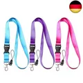 Produktbild: kuou 3 Stück Schlüsselband Lanyard, 47cm Ausweishülle Bunt Nylon Umhängeband Sch