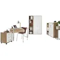 Produktbild: Mid.you Büro, Sonoma Eiche, Weiß Hochglanz, Metall, Holzwerkstoff, 6,6 Fächer, 3 Schubladen, Made in Germany, erweiterbar, in verschiedenen Holz-Dekoren erhältlich, abschließbar, Arbeitszimmer, Büromöbelsets & -serien, Büromöbel-Sets