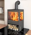 Produktbild: EEK A 3-Scheiben Kaminofen Victoria Modena Vision schwarz - 10kW - XXL-Sichtglas