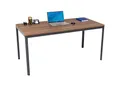 Produktbild: furni24 Schreibtisch D-Profil Nova 160x80x75cm, Nussbaum, Einfache Montage, Arbeitstisch, Bürotisch, Küchentisch, Esstisch, Druckertisch Büro-Möbel Computertisch Gaming-Tisch Mehrzwecktisch