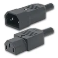 Produktbild: C14 Kaltgeräte-Stecker & C13 Kaltgeräte-Kupplung IEC 320, Thermoplast, schwarz, 2-polig mit Schutzkontakt, für Kabeldurchmesser max. 8mm