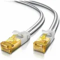 Produktbild: Primewire - Flachbandpatchkabel cat 7 mit Baumwollummantelung - Gigabit Ethernet lan Kabel - 10 Gbit/s - u/ftp pimf Schirmung - Netzwerkkabel - 30m