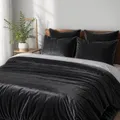 Produktbild: Cozyor Kuschel-Bettwäsche extra dick und weich Plüsch, robuster Reißverschluss Deckenbezug 135x200 cm, Kissenbezug 80x80 cm, 2 teilig, schwarz Eclipse