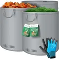 Produktbild: KESSER® Gartensack Set Laubsack Gartenabfallsack inkl. Handschuhe - Selbststehend 4 Griffe Stabil Robust & Faltbar - Laubsäcke Rasenschnitt