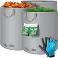 Produktbild: KESSER® Gartensack 3x 272L Set Laubsack Gartenabfallsack inkl. Handschuhe - Selbststehend 4 Griffe Stabil Robust & Faltbar - Laubsäcke Rasenschnitt Gartensäcke für Gartenabfälle Grünschnitt Grau