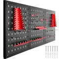 Produktbild: tectake Werkzeuglochwand, Schwarz, Rot, Metall, 120x60x2 cm, Freizeit, Heimwerken, Werkzeugaufbewahrung