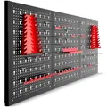 Produktbild: tectake® Werkzeug Lochwand aus Metall, 120 x 60 x 2 cm, Werkzeugwand Lochplatte, inkl. Werkzeughalter Set Haken und Halterungen, Wandregal Regalsystem für Werkbank, Garage, Werkstatteinrichtung - 3tlg