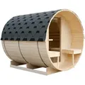 Produktbild: Home Deluxe - Outdoor Fasssauna Lahti Deluxe L - 195 X 220 Cm Für 4 Personen Gartensauna Außensauna Saunakabine Saunahaus