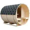 Produktbild: Home Deluxe - Outdoor Fasssauna Lahti Deluxe L - 195 X 220 Cm Für 4 Personen Gartensauna Außensauna Saunakabine Saunahaus