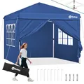 Produktbild: Sekey Pop Up Pavillon 3x3 Wasserdicht Stabil Winterfest, Faltpavillon 3 x 3 m, Camping Pavillion Faltbar Partyzelt mit Seitenwänden, Höhe Verstellbar in 3 Stufen, (Navy, Höhe 260)