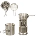 Produktbild: Travel Kochset Edelstahl – Stapelbares Geschirr mit Festbrennstoffkocher