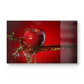 Produktbild: DEQORI Frühstücksbrett Glas | klein 23x14 cm | Motiv Flüssigkeit trifft Apfel | Design Schneidebrett für Küche | Frühstücksbrettchen antibakteriell & rutschfest | Glasplatte & Servierplatte