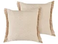 Produktbild: Dekokissen 2er Set mit Fransen 45x45 cm Fransenkissen Boho Stil sandbeige Lonar