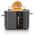Produktbild: Arendo Toaster 2 Scheiben, Edelstahl, 800W, Display mit Restzeitanzeige, Brötchenaufsatz, Defrost Funktion, Wärmeisolierendes Gehäuse, Touch Display, Cool Grey