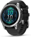 Produktbild: Garmin Fenix E 47 mm silber am Silikonarmband schwarz